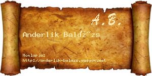 Anderlik Balázs névjegykártya